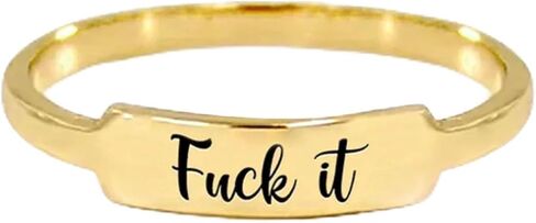 Fuck It Dainty Bar Ring, Fuck It Square Ring, Funny Engraved Fuck It Ring, Fuck It Middle Finger Dainty Bar Ring, Stainless Steel Ring Inspirational Friendship Ring in Kuwait