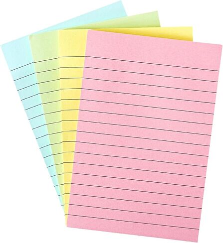 Andy Han Lined Sticky Notes 4x6in - 4 Colors Note Cards for Students, Teachers, 200 Count Self-Stick Lined Notecards for Home Office School (Each 50 Sheets in Saudi Arabia