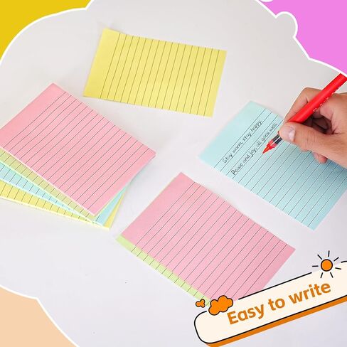 Andy Han Lined Sticky Notes 4x6in - 4 Colors Note Cards for Students, Teachers, 200 Count Self-Stick Lined Notecards for Home Office School (Each 50 Sheets in Saudi Arabia