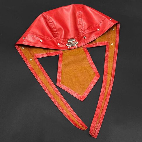 Skull Rivet Biker Bandana Head Wrap Du Doo Do Rag Hat Cap Red Unisex Adjustable in Kuwait