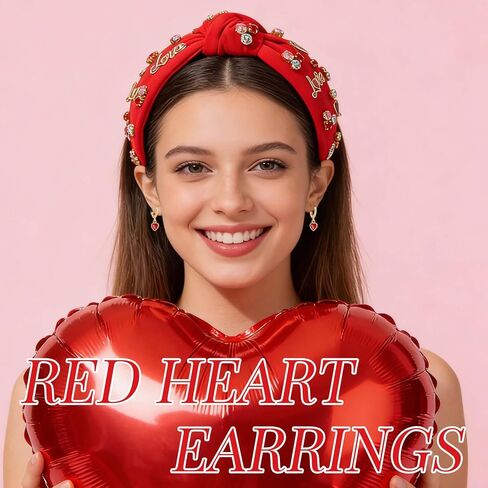 Valentines Accessories for Her - Red Silver Bracelet, Heart Earrings for Women, Red Sunglasses, Gifts for Women in Kuwait