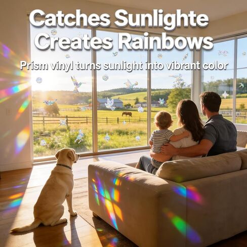 83 Pcs Bird-Friendly Window Clings – Anti-Collision Decals to Protect Birds – Non-Adhesive Reusable Stickers with Stars, Circles, Diamonds & Birds for Glass Doors & Windows in Kuwait