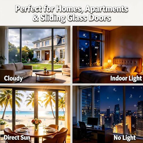 83 Pcs Bird-Friendly Window Clings – Anti-Collision Decals to Protect Birds – Non-Adhesive Reusable Stickers with Stars, Circles, Diamonds & Birds for Glass Doors & Windows in Kuwait