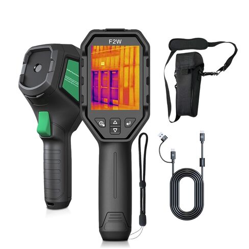كاميرا F2W الحرارية بدقة 256 × 192 بالأشعة تحت الحمراء، كاميرا تصوير حراري مع شبكة Wi-Fi، تحسين الصورة بدقة فائقة، -4 درجة فهرنهايت إلى 1022 درجة فهرنهايت، شاشة تصوير حراري مقاس 640 × 480 3.2 بوصة مع مساحة تخزين 16 جيجابايت، حقيبة حمل in Kuwait