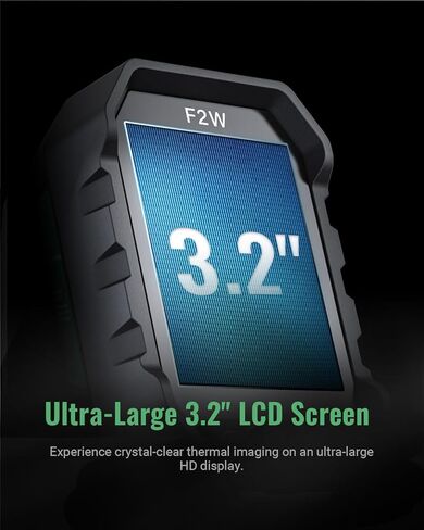كاميرا F2W الحرارية بدقة 256 × 192 بالأشعة تحت الحمراء، كاميرا تصوير حراري مع شبكة Wi-Fi، تحسين الصورة بدقة فائقة، -4 درجة فهرنهايت إلى 1022 درجة فهرنهايت، شاشة تصوير حراري مقاس 640 × 480 3.2 بوصة مع مساحة تخزين 16 جيجابايت، حقيبة حمل in Kuwait