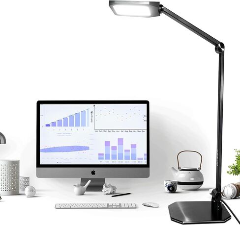 NS LED Desk Lamp with Clamp, Flicker-Free Dimmable Table Light with 3 Color Modes, Memory & Timer Function, Adjustable Swing Arm Clip-On Lamp for Home Office, Reading, Study.Batteries not Included. in Saudi Arabia