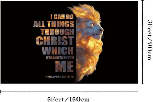 3 * 5ft Jesus Lion Tapestry Philippians 4:13 Bible Scripture Decor I Can Do All Things Through Christ Wall Banner With 4 Brass Grommets Christian Jesus Flags for Indoor and Outdoor Wall Hanging in Saudi Arabia