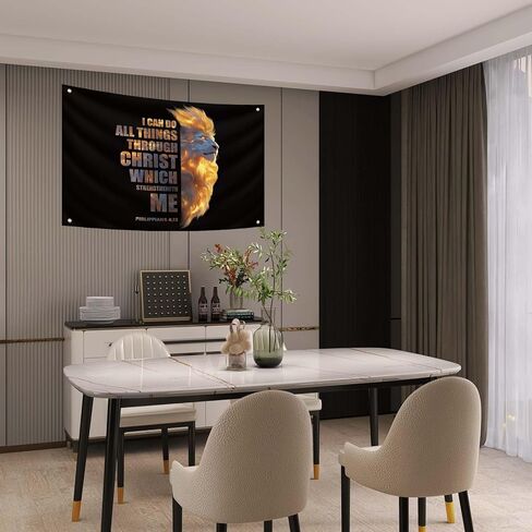 3 * 5ft Jesus Lion Tapestry Philippians 4:13 Bible Scripture Decor I Can Do All Things Through Christ Wall Banner With 4 Brass Grommets Christian Jesus Flags for Indoor and Outdoor Wall Hanging in Saudi Arabia