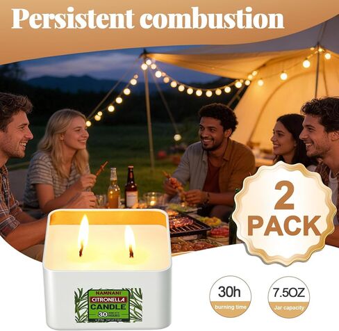 2 Packs Citronella Scented Candles 2 Wicks Soy Wax Indoor and Outdoor in Saudi Arabia