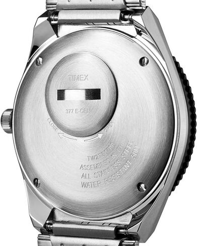 Timex Q Men's 38mm Watch – 1979 Reissue Silver-Tone Case Blue Dial Blue/Red Top Ring with Stainless Steel Bracelet in Saudi Arabia