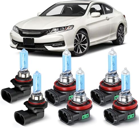 Fit for Honda Accord (2008-2012) Coupe, (2013-2018) Halogen Headlight Bulbs,9005 High Beam + H11 Low Beam Headlamp Replacement Bulbs Kit, Pack of 4 in Kuwait