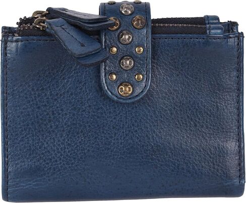 4.75 Inch Genuine Italian Leather Boho Studded Bifold Wallet – Zipper Coin Purse & Credit Card Holder for Women (Beige) in Saudi Arabia