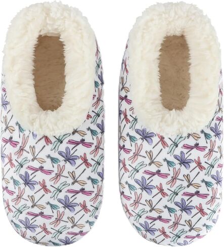 Snoozies Petals and Paisley Cozy Womens Slipper Socks with Grips, Sherpa-Lined Non-Slip House Slippers for Women in Saudi Arabia