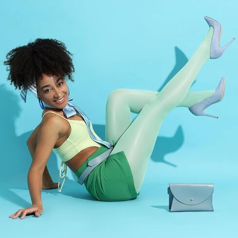 8 Pairs Women's Multi Colored Tights Pack Ultra Shiny Sheer Shimmer Tights Solid Color Pantyhose Legging Control Top Footed Tight Silky Smooth High Waist Pantyhose in Kuwait