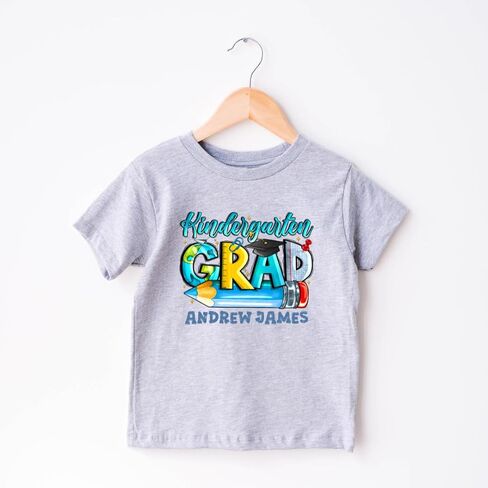 Personalized Preschool Kindergarten Graduation Shirt Kids Pre K Grad Tee Custom Name Toddler Boy Girl Graduate Outfit Last Day of School Tshirt White in Kuwait