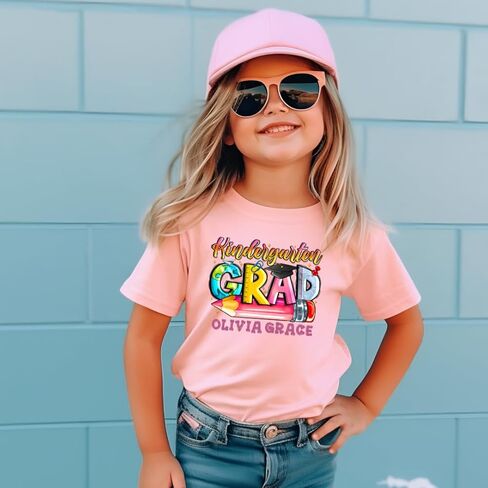 Personalized Preschool Kindergarten Graduation Shirt Kids Pre K Grad Tee Custom Name Toddler Boy Girl Graduate Outfit Last Day of School Tshirt White in Kuwait