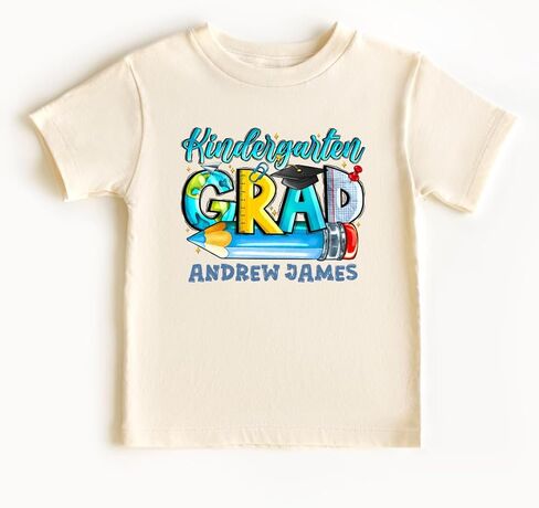 Personalized Preschool Kindergarten Graduation Shirt Kids Pre K Grad Tee Custom Name Toddler Boy Girl Graduate Outfit Last Day of School Tshirt White in Kuwait