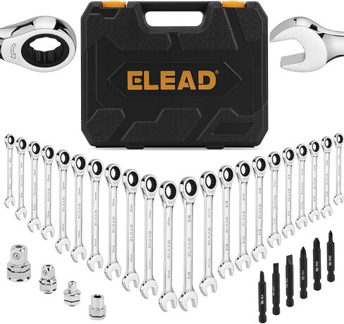 33-Piece Combination Ratchet Wrench Set | CR-V Steel | SAE & Metric Sizes | 72-Tooth Gear Design | Organizer Carry Case | Ideal for Mechanics & DIY in Kuwait