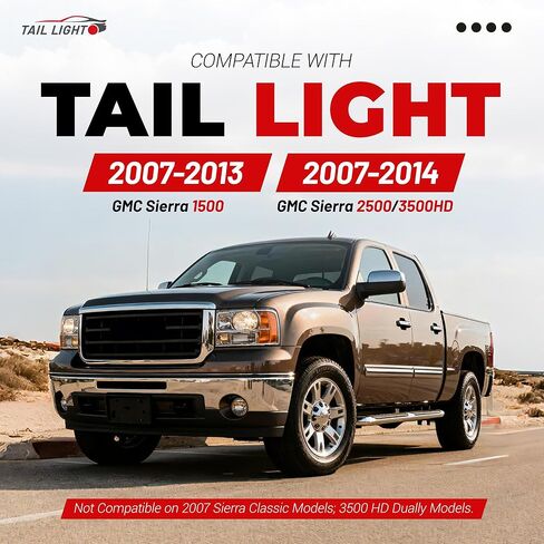 Tail Light w/C-Type LED Pair Compatible with 2007-2013 GMC Sierra 1500 2007-2014 GMC Sierra 2500HD 3500HD Replacement for GM2800208 GM2801208 Rear Lamp Clear Lens+Black Housing in Saudi Arabia