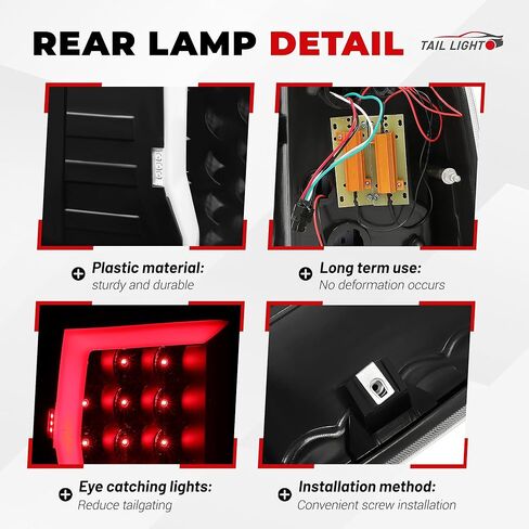 Tail Light w/C-Type LED Pair Compatible with 2007-2013 GMC Sierra 1500 2007-2014 GMC Sierra 2500HD 3500HD Replacement for GM2800208 GM2801208 Rear Lamp Clear Lens+Black Housing in Saudi Arabia