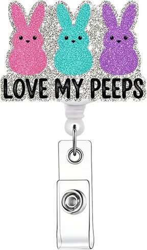 Funny Easter Bunny Rabbit Retractable Badge Reel ID Tag, with Alligator Clip,24in Nylon Cord, Nurse Office Employee Name Badge in Kuwait