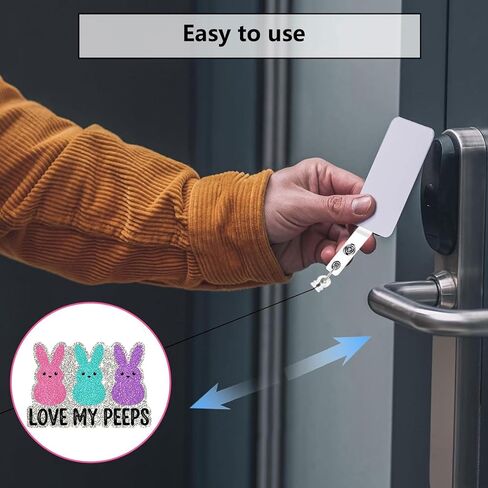 Funny Easter Bunny Rabbit Retractable Badge Reel ID Tag, with Alligator Clip,24in Nylon Cord, Nurse Office Employee Name Badge in Kuwait