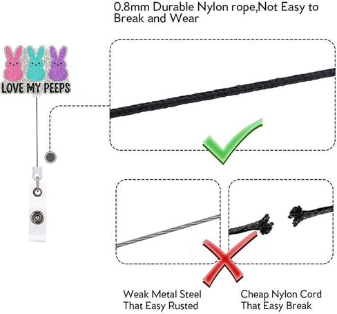 Funny Easter Bunny Rabbit Retractable Badge Reel ID Tag, with Alligator Clip,24in Nylon Cord, Nurse Office Employee Name Badge in Kuwait