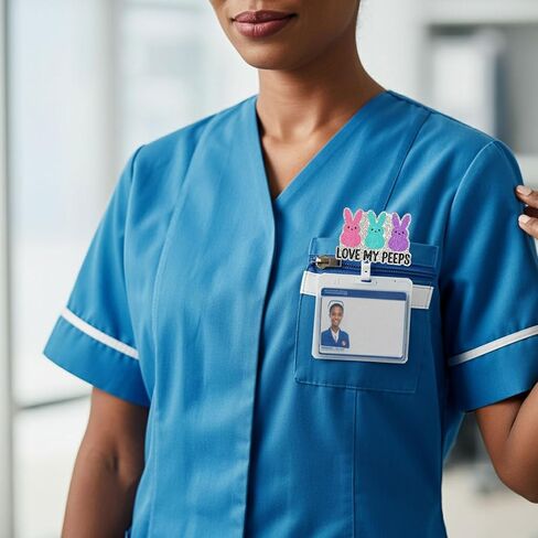 Funny Easter Bunny Rabbit Retractable Badge Reel ID Tag, with Alligator Clip,24in Nylon Cord, Nurse Office Employee Name Badge in Kuwait