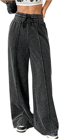 SOLY HUX Women's High Waisted Wide Leg Pants Vintage Drawstring Baggy Sweatpants Streetwear in Saudi Arabia