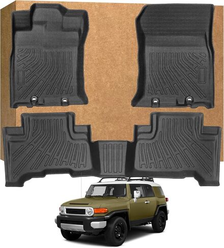 Floor Mats for Toyota FJ Cruiser 2007-2014, Heavy Duty TPE Waterproof Non-Slip All Weather Protection Custom, Black in Saudi Arabia