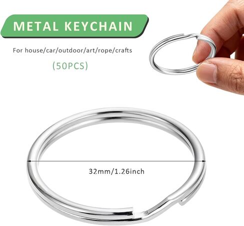 50PCS Key Rings, 1.25" 32mm Split Round Metal Key Chains, Heavy Duty Double Loops Keyring for Keys DIY Crafts in Kuwait
