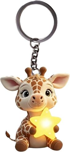 Acrylic Star Giraffe Keychain - Cute Baby Giraffe Holding Star Key Ring for Keys, Bags, Cars | Ideal Gift for Animal Lovers/YSK-70 in Saudi Arabia