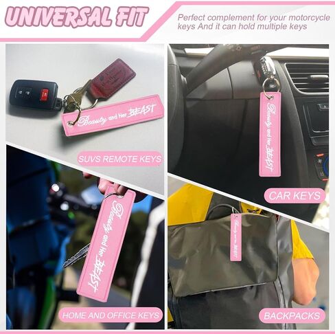x xotic tech Keychain Tag with Key Ring for Motorcycles, ATV UTV, Cars, Backpack, Keys Tag Lock Luggage Scooters Embroidered Accessory (Beauty and Her Beast) in Saudi Arabia