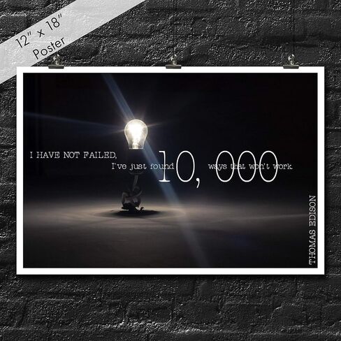 MR. CI JSC231 Thomas Edison Quote Poster-10,000 | 18-Inches by 12-Inches | Premium 100lb Gloss Poster Paper in Saudi Arabia