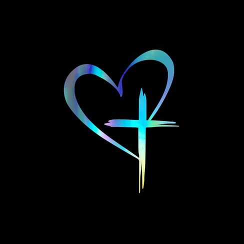Love Cross Vinyl Decal Notebook Car Laptop 4.5" x 5.5" (Holographic) in Saudi Arabia