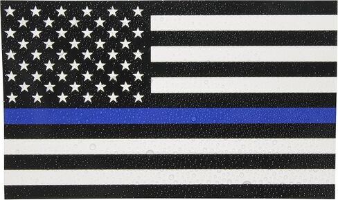 ملصق علم أمريكي رفيع بخط أزرق - 3x5 بوصة. ملصق العلم الأمريكي باللونين الأسود والأبيض والأزرق للسيارات والشاحنات - لدعم الشرطة وضباط إنفاذ القانون (1) in Kuwait