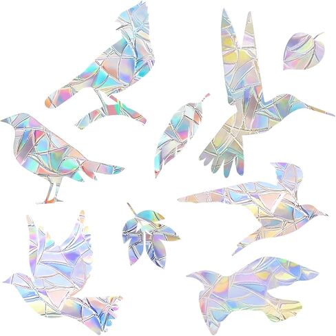 36pcs Window Bird Deterrent, Window Decal to Prevent Bird Strikes Anti Collision Rainbow Sun Reflective Deter Clings No Glue Required for Surface Glass in Saudi Arabia