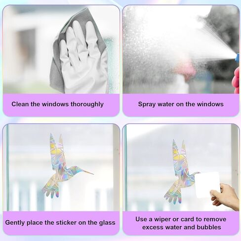 36pcs Window Bird Deterrent, Window Decal to Prevent Bird Strikes Anti Collision Rainbow Sun Reflective Deter Clings No Glue Required for Surface Glass in Saudi Arabia