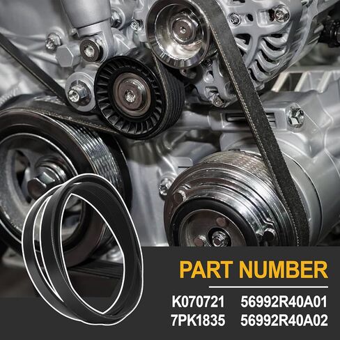 Engine Serpentine Drive Belt Compatible with 2009-2012 Accord L4 2.4L Gas Part Number 56992R40A01 7PK1831 in Saudi Arabia