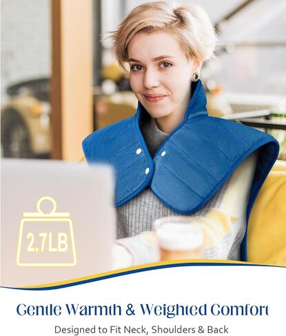 Heating Pad for Neck and Shoulders and Back, 2.7lb Weighted Heating Pad for Back Pain Relief 6 Heat Settings 4 Timers Auto-Off, Gifts for Women Men Mom Dad, 22" x 37", Cyan in Saudi Arabia