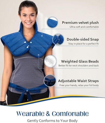 Heating Pad for Neck and Shoulders and Back, 2.7lb Weighted Heating Pad for Back Pain Relief 6 Heat Settings 4 Timers Auto-Off, Gifts for Women Men Mom Dad, 22" x 37", Cyan in Saudi Arabia