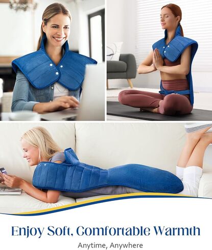 Heating Pad for Neck and Shoulders and Back, 2.7lb Weighted Heating Pad for Back Pain Relief 6 Heat Settings 4 Timers Auto-Off, Gifts for Women Men Mom Dad, 22" x 37", Cyan in Saudi Arabia