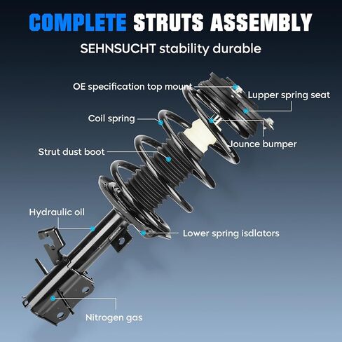 Front and Rear Coil Spring Strut and Sway Bar Links Fit for Nissan Sentra 2007-2012 ONLY 2.5L (Base, S, SL, SR), Shock Absorber and Stabilizer Replace for 172379, 172378, 5639, K750096, 6PCS in Saudi Arabia