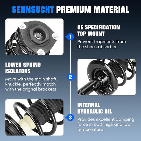 Front and Rear Coil Spring Strut and Sway Bar Links Fit for Nissan Sentra 2007-2012 ONLY 2.5L (Base, S, SL, SR), Shock Absorber and Stabilizer Replace for 172379, 172378, 5639, K750096, 6PCS in Saudi Arabia