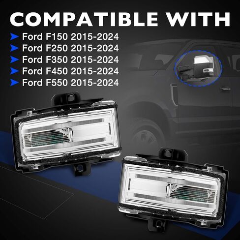 Door Towing Mirror Turn Signal Lights Indicator Fit for Ford F150 F250 F350 F450 F550 2015-2024, Replace FL34-13B382-CA FL34-13B381-CC, Driver & Passenger Side Lamps in Saudi Arabia