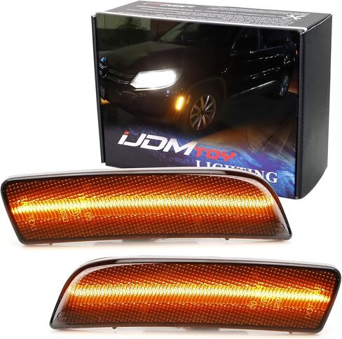iJDMTOY Euro Smoked Lens Amber Full LED Front Side Marker Light Kit Compatible With Volkswagen: 2009-2017 Tiguan, Powered by 40-SMD LED, Replace OEM Amber Sidemarkers in Saudi Arabia