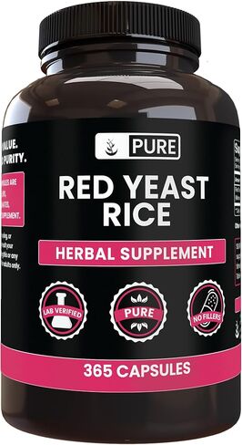 مكونات أصلية نقية أرز الخميرة الحمراء (365 كبسولة) بدون مغنيسيوم أو حشو أرز، نقي دائمًا، تم التحقق منه معمليًا in Kuwait