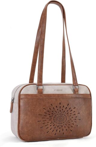 محافظ كتف من الجلد النباتي من APHISON للنساء مع حزام بمقبض علوي، حقائب يد للسيدات، حقائب كبيرة بتصميم عباد الشمس in Kuwait