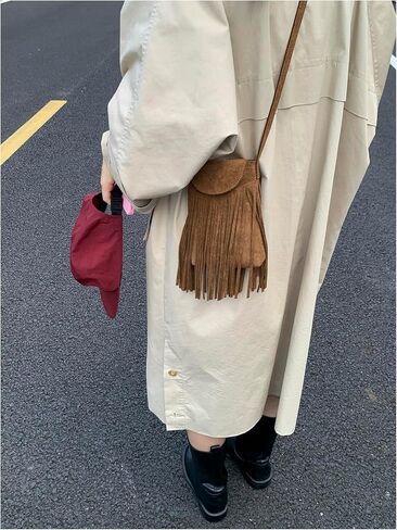 حقيبة كتف نسائية من Floerns Hobo Tassel Trim Crossbody حقيبة كتف Western Cowboy Hippie in Saudi Arabia