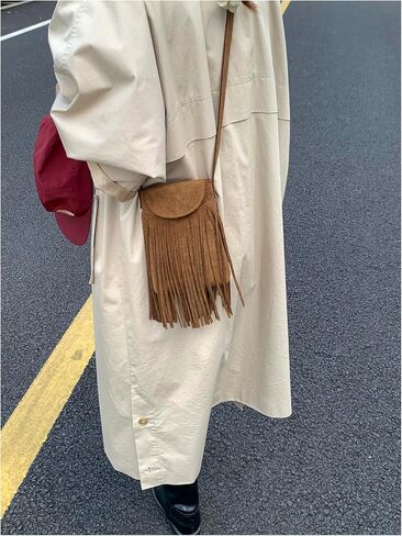 حقيبة كتف نسائية من Floerns Hobo Tassel Trim Crossbody حقيبة كتف Western Cowboy Hippie in Saudi Arabia